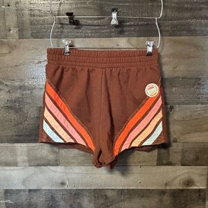 Rip Curl Brown Retro Stripe Athletic Shorts